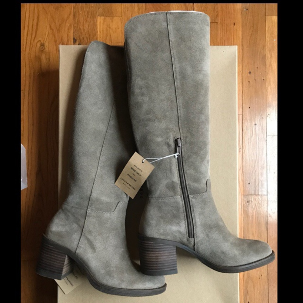 Lucky Brand Suede Knee High Riding Boots 6 Ritten